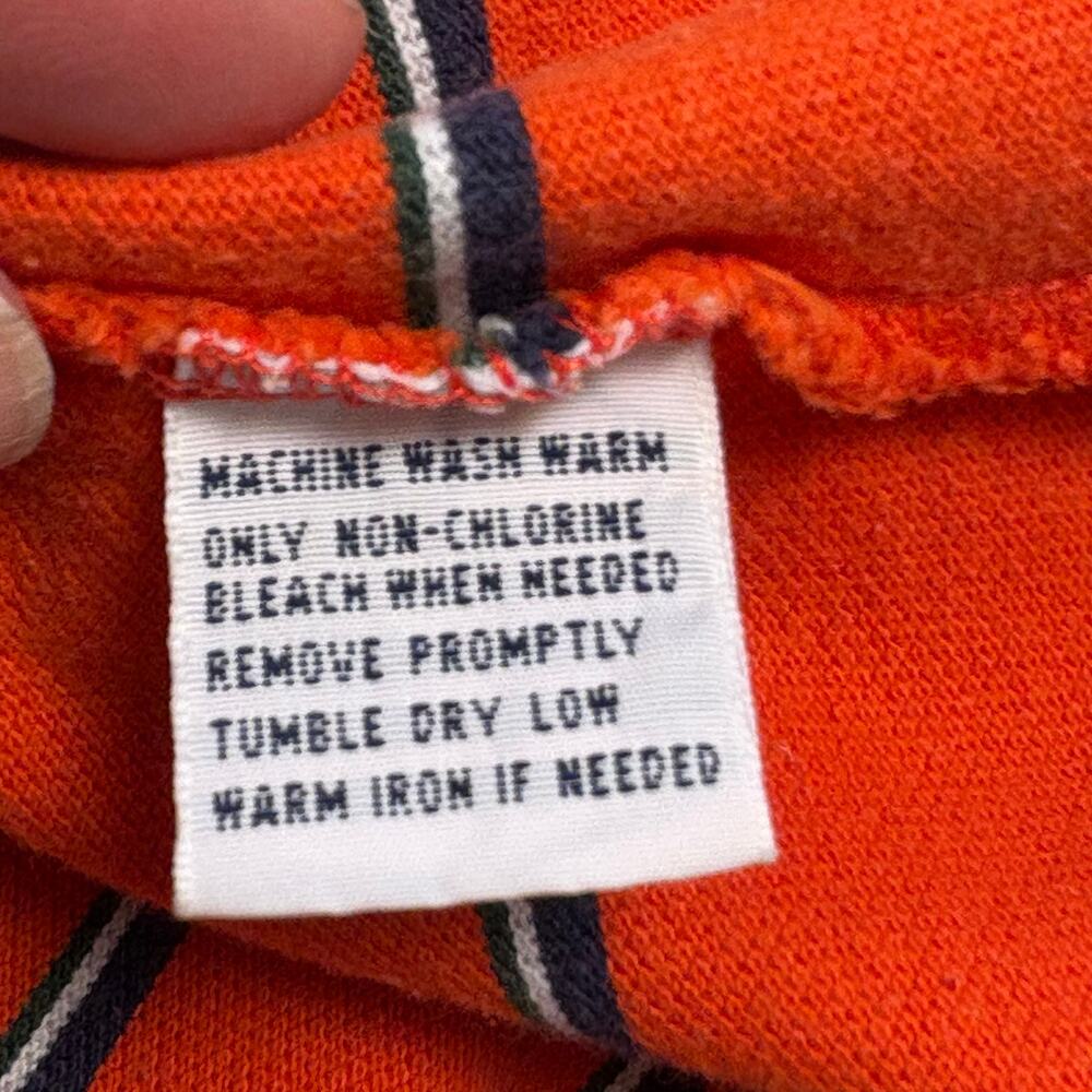Polo Ralph Lauren Custom Fit Pique Polo Shirt Men's XL Orange Striped Preppy - Picture 6 of 9